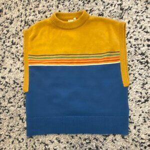 Vintage Retro Sweater Vest S/M ? Cropped Mustard Layering Grandpa 1970's